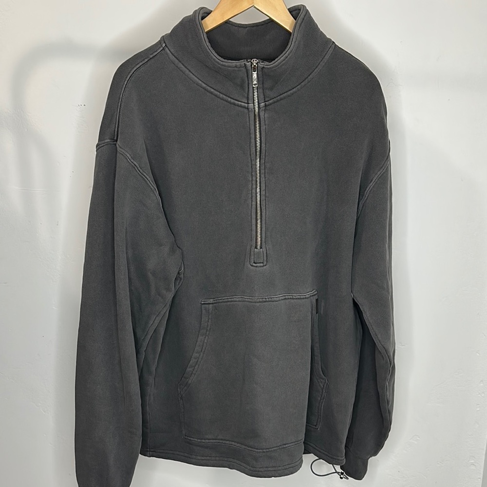 ESNTLS Oversized Gray Quarter-Zip Pullover